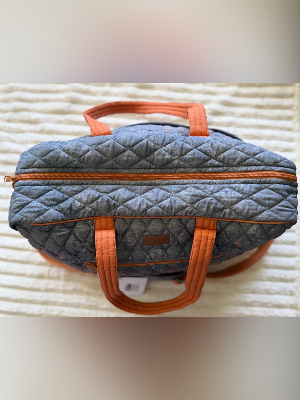 Maison d’Hermine Quilted Weekender Bag in Slate Blue & Rust - Picture 4 of 14